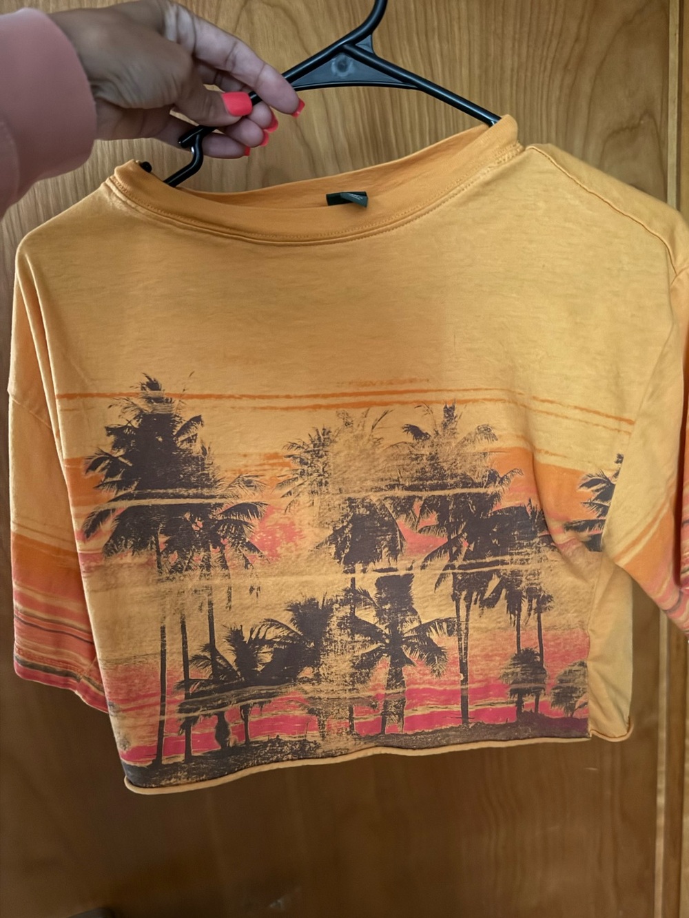 wild fable Orange Palm Graphic Cropped Tee